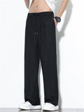 Men's Solid Color Drawstring Pleated Straight Pants