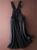 Square Neck Tulle Patchwork Strap Denim Overall Dress For women