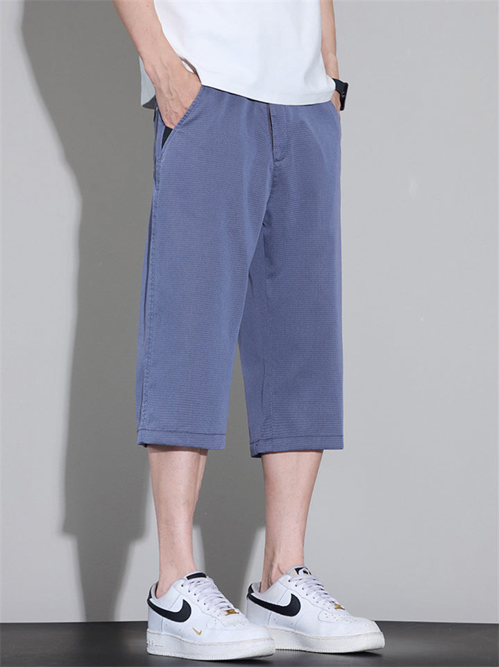 Mens Summer 3/4 Capri Pants Below Knee Loose Cropped Shorts