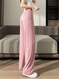 Women's Summer Ice Silk High Waisted Drape Wide Leg Pants