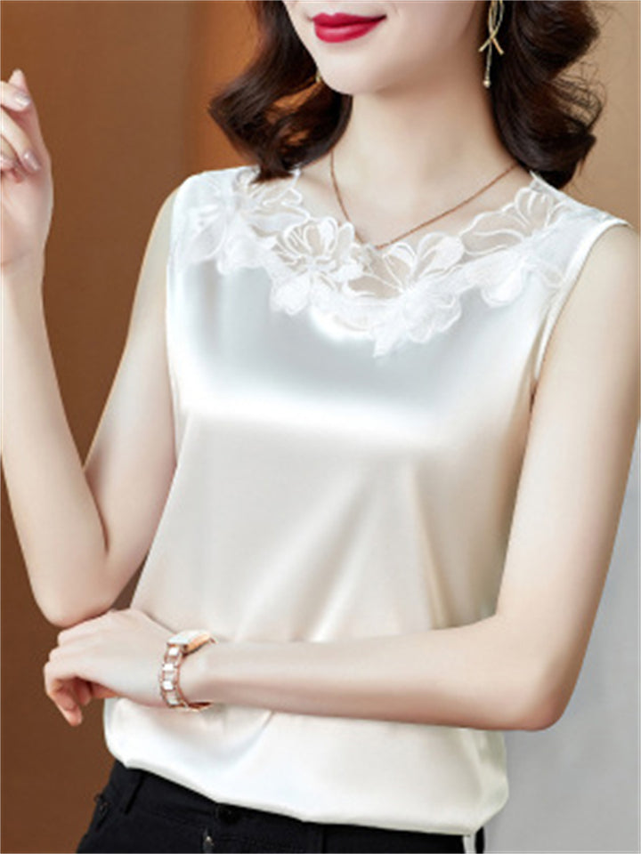 Women's Solid Color Satin Sleeveless Undershirt