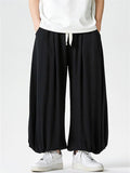 Men's Japanese Style Cotton Linen Solid Color Loose Bloomers Pants