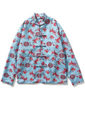 Men's Chinese Mythology Kylin Print Blue Retro Jacket