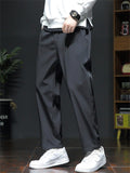 Men's Summer Casual Straight Leg Pants with Elastic Waistband