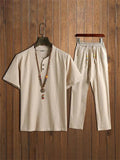 Men's Comfy Cotton Linen Shirt Pants Set
