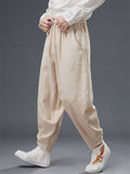 Casual Ramie Loose Elastic Waist Radish Pants for Men