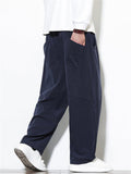 Men's Simple Japanese Style Retro Solid Color Wide Leg Pants