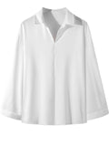 Men's Casual Solid Color V Neck Drape Long Sleeve Shirt
