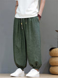 Men Ice Silk Ethnic Style Casual Baggy Harem Joggers Pants