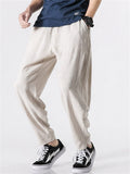 Men's Zen Style Linen Cotton Pants with Front Tie Belt