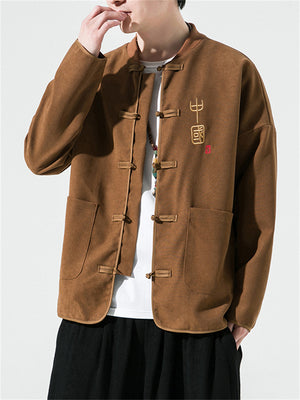 Spring Autumn Men's Chinese Style Large Size Embroidered Jackets