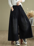 Loose Elastic Waist Wide Leg Jeans for Women