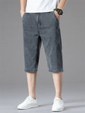 Mens Dark Indigo Below Knee Three Quarter Short Jeans