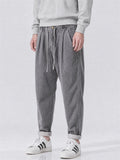 Men Japanese Style Drawstring Loose Fit Corduroy Pants