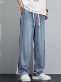 Men's Summer Vintage Steetwear Loose Fit Drawstring Denim Pants