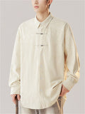 Casual Comfy Plants Print Long Sleeve Stand Collar Shirts For  Men