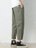 Men's Simple Casual Drawstring Autumn Straight Leg Cargo Cropped Pants