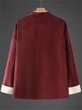 Men's Autumn Chinese Style Corduroy Contrast Color Tangsuit Jackets