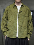 Chinese Style Jacquard Lapel Long Sleeve Shirts for Men