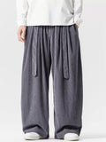 Men's Simple Japanese Style Corduroy Wide Leg Pants with Belt