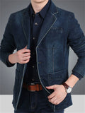 Men's Casual Single Breasted Lapel Suit Collar Denim Jackets