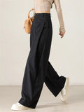 Women's High Waist Casual Loose Fit Pleated Wide Leg Pants