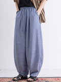 Mens Cotton Linen Wide Leg Pants Loose Fit Harem Trousers
