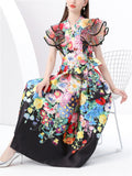 Women's Trendy Flowers Print V Neck Midi Dress
