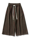 Ethnic Style Pinstripe Woolen Wide Leg Pants for Men