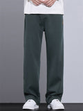 Daily Wear Casual Elastic Waist Loose Fit Straight Leg Pants for Men
