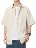 Men's Simple Solid Color Texture Short Sleeve Shirts