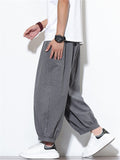 Men's Summer Casual Striped Wide Leg Beach Cropped Pants