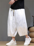 Men's Cool Casual Loong Print Wide Leg Cropped Pants