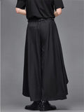 Retro Japanese Style Casual Patchwork Wide Leg Cropped Pants for Men