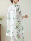 Female Lightweight Floral Leaf Embroidered Homewear Shirts