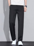 Mens Lightweight Ice Silk Straight Leg Regular Fit Casual Pants