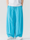 Japanese Style Casual Summer Pleated Wide Leg Cargo Pants Unisex