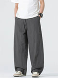 Mens Vintage Simple Loose Fit Wide Leg Baggy Pants