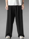 Mens Casual Loose Fit Trousers Baggy Wide Leg Pants