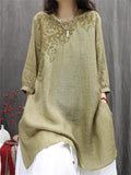 Women's Summer Retro Embroidery Loose Half Sleeve Shirts