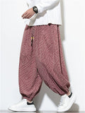 Male's Retro Geometric Texture Printed Wide Leg Bloomers Pants