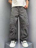 Men Baggy Drawstring Wide Leg Loose Fit Outdoor Cargo Pants