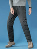 Mens Padded Down Cargo Joggers Drawstring Winter Work Pants