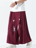 Men's Chinese Style Loong Print Wide Leg Hanfu Pants