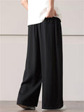Men's Solid Color Cotton Linen Loose Wide Leg Pants