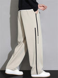 Men's A‌utumn Loose Sweatpants with White Stripes and Letters Print