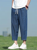 Summer Men's Casual Drawstring Denim Capri Jeans