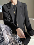 Women's Drape Satin Solid Color Long Sleeve Suit Jacket