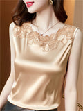 Women's Solid Color Satin Sleeveless Undershirt