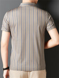 Summer Men's Stripe Short Sleeve Lapel Polo Shirts